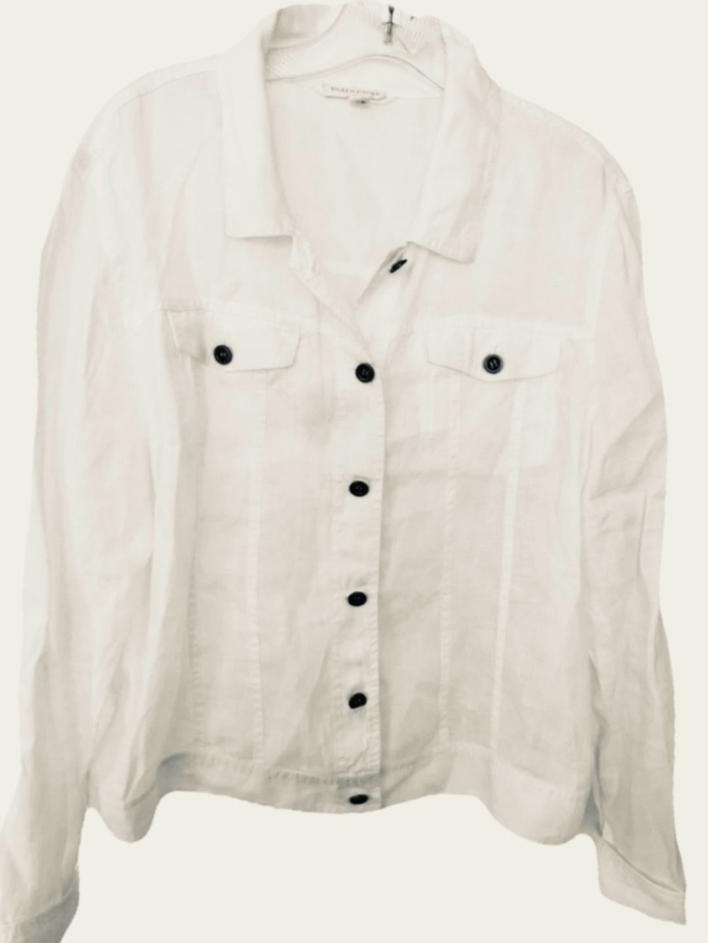 NEW Eileen Fisher Organic Linen Button Front Jacket Womens White~Lightweight~XL